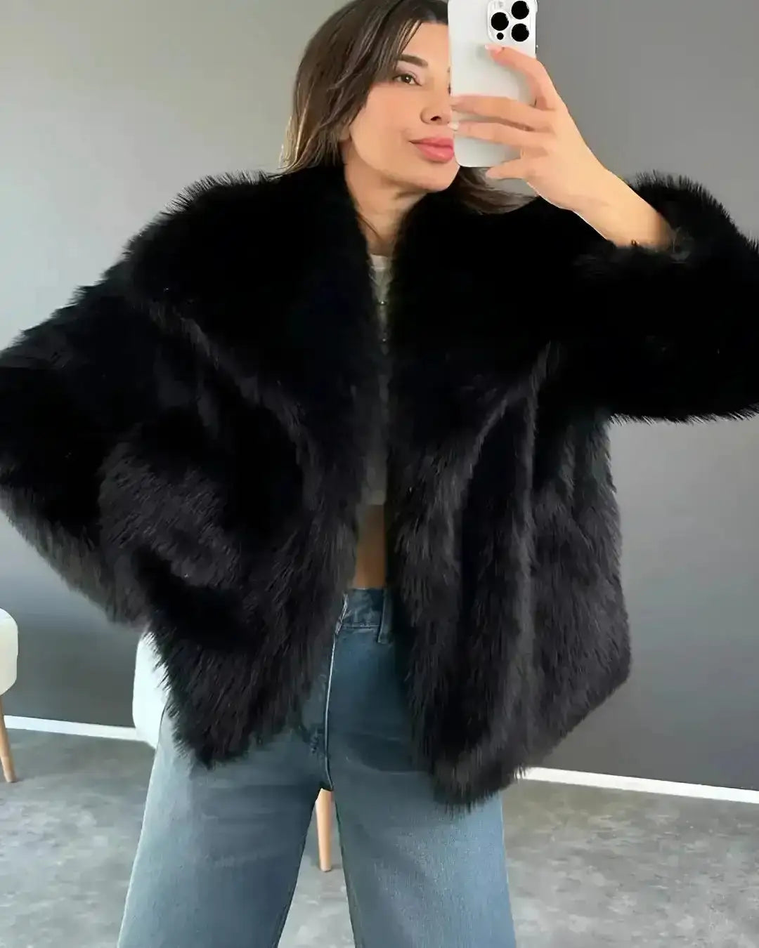 Casaco Sabrina com Textura Felpuda